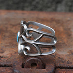 Incredible Vintage Sterling Turquoise Sandcast Cuff