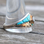 Vintage Sterling Turquoise CZ Ring 15.5