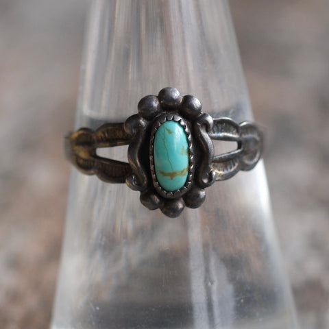 Vintage Sterling Turquoise Ring 7.75
