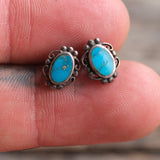 Vintage Sterling Turquoise Stud Earrings