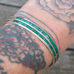 Vintage Sterling Malachite Inlay Cuff