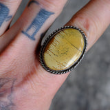 Vintage Sterling Jasper Roper Ring 8.75
