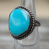 Vintage Sterling Turquoise Roper Ring 5
