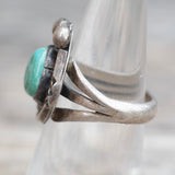 Vintage Sterling Turquoise Roper Ring 6.25