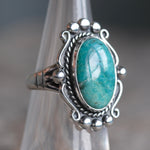 Vintage Sterling Turquoise Roper Ring 5.25