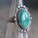 Vintage Sterling Turquoise Roper Ring 5.25