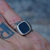 Vintage Sterling Onyx Signet Ring 7.75