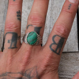Vintage Sterling Malachite Ring 10.75