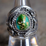 Vintage Sterling Turquoise Feather Ring 8.5