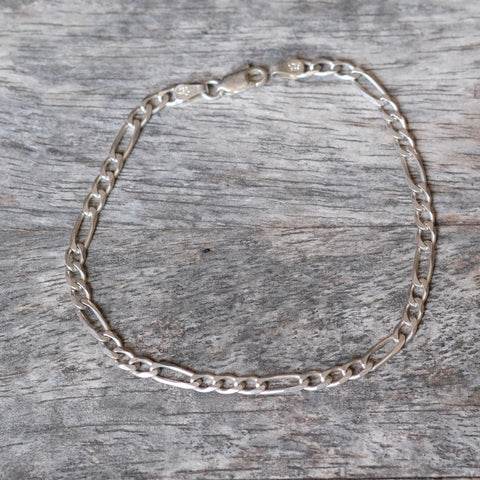 Vintage Sterling Silver Figaro Chain Bracelet