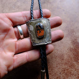 Vintage Sterling Petrified Wood Bolo Tie