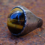 Vintage Sterling Tigers Eye Ring 10.5