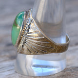 Vintage Sterling Turquoise Ribbed Bandf Ring 11.75
