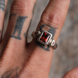 Vintage Sterling Red Glass Ring 10.25