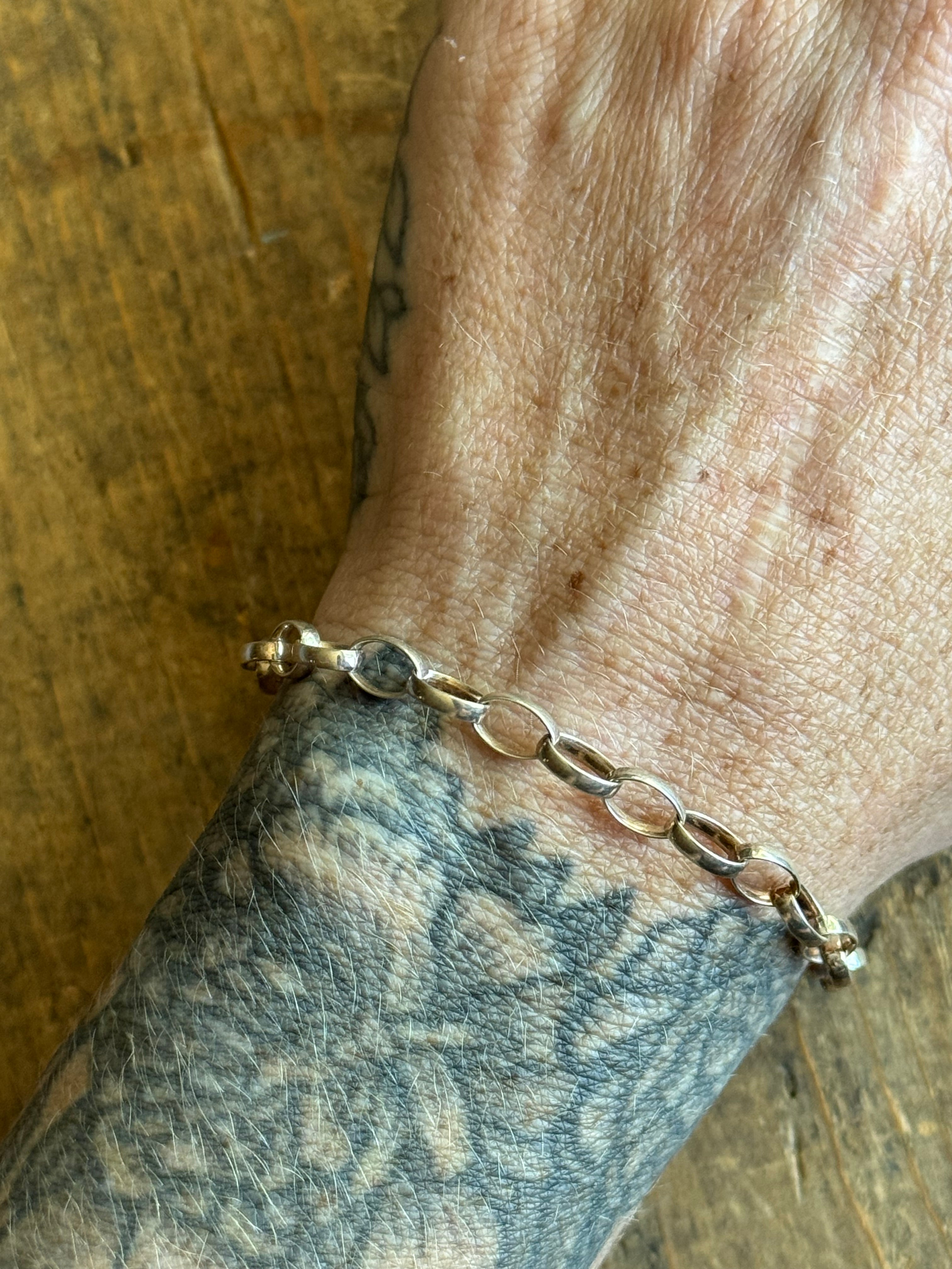 Vintage Sterling Silver Oval Cable Chain Bracelet 8.25"
