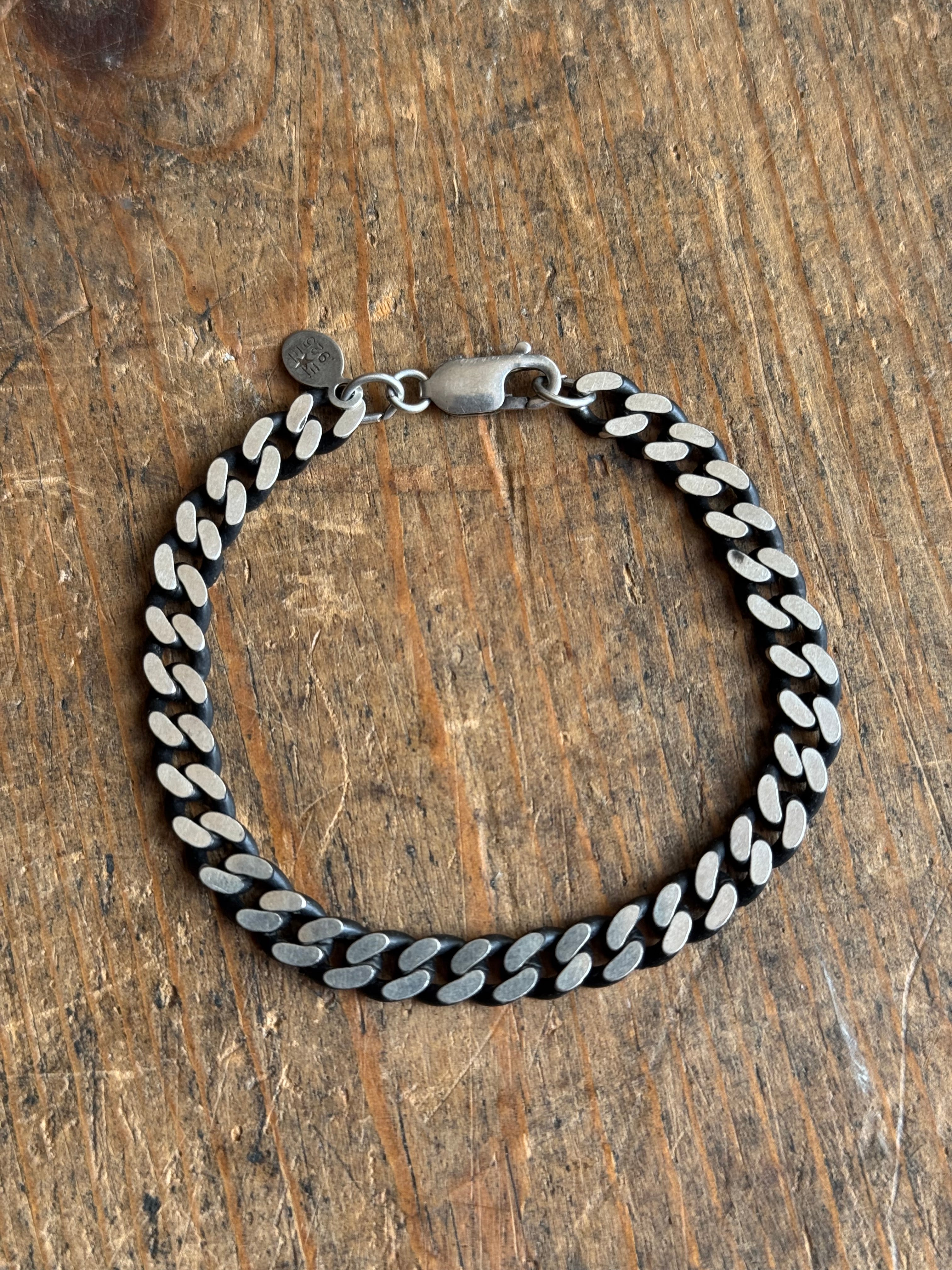 Vintage Sterling Silver 6.75” Flat Curb Chain Bracelet