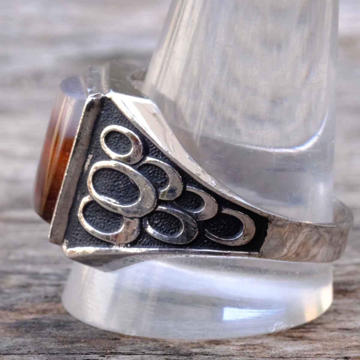 Vintage Sterling Agate Signet Ring 13.75