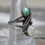 Vintage Sterling Turquoise and Mother Of Pearl Ring 6.25