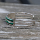 Vintage Sterling Malachite Inlay Cuff