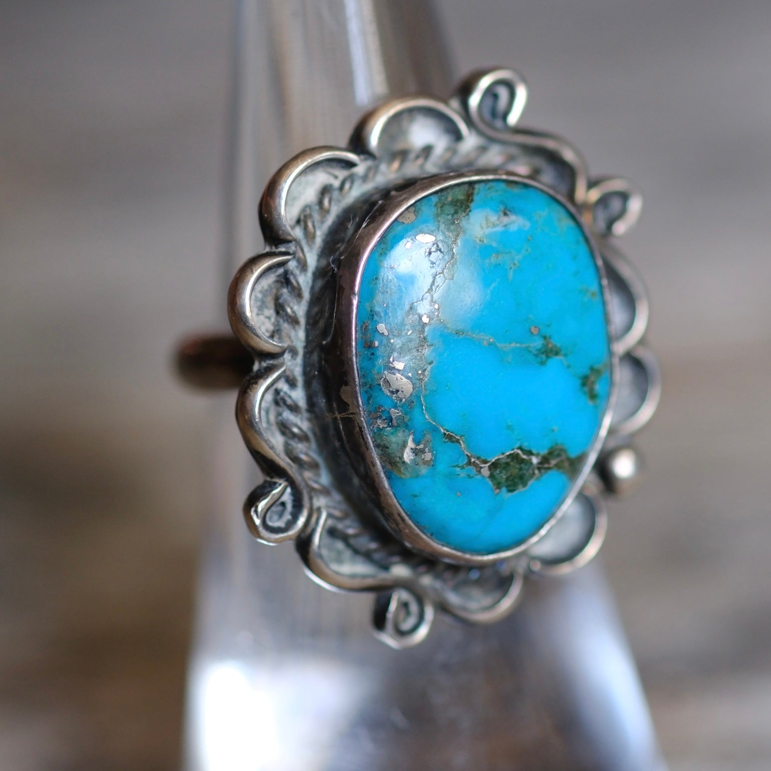 Vintage Sterling Turquoise Ring 5.25