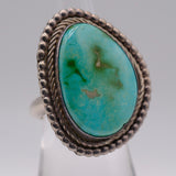 Vintage Sterling Turquoise Roper Ring 6.75