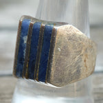 Vintage Sterling Sodalite Inlay Striper Ring 10.5