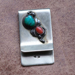 Vintage Turquoise and Coral Money Clip