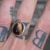 Vintage Sterling Tigers Eye Cabochon Ring 10