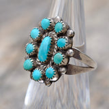 Vintage Sterling Turquoise Cluster Ring 4