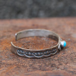 Vintage Sterling Turquoise Stamped Cuff