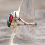 Vintage Sterling Multistone Inlay Ring 7
