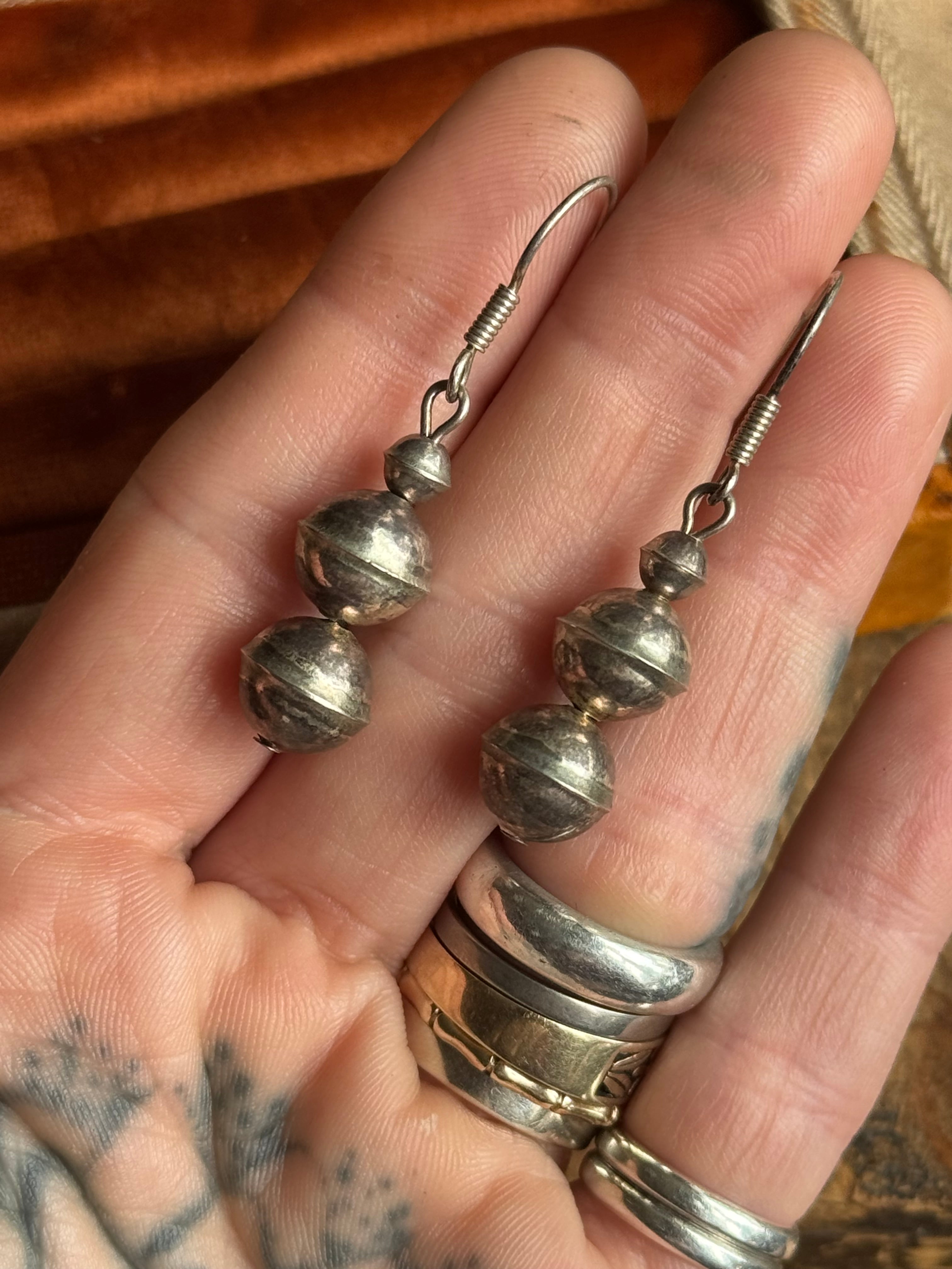 Vintage Sterling Silver Navajo Pearl Earrings