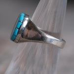 Vintage Sterling Turquoise Inlay Pinwheel Ring 5.5
