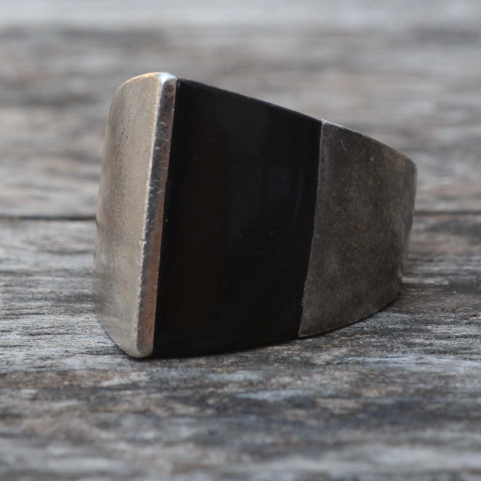 Vintage Sterling Onyx Ring 6.5