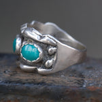 Vintage Sterling 3-Stone Turquoise Band 6.75