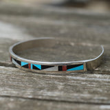 Vintage Sterling Zuni Inlay Cuff