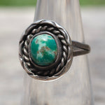 Vintage Sterling Turquoise Roper Ring 5