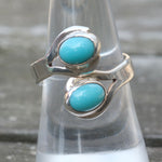 Vintage Sterling 2-Stone Turquoise Ring 8.5