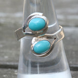Vintage Sterling 2-Stone Turquoise Ring 8.5