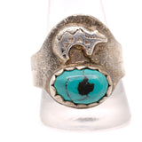 Vintage Sterling Turquoise Bear Ring 12.75