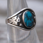 Vintage Sterling Turquoise Thunderbird Ring 5.75