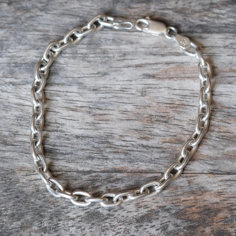 Vintage Sterling Silver Mariner Chain Bracelet