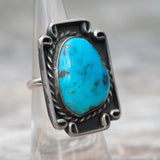 Vintage Sterling Turquoise Roper Ring 5