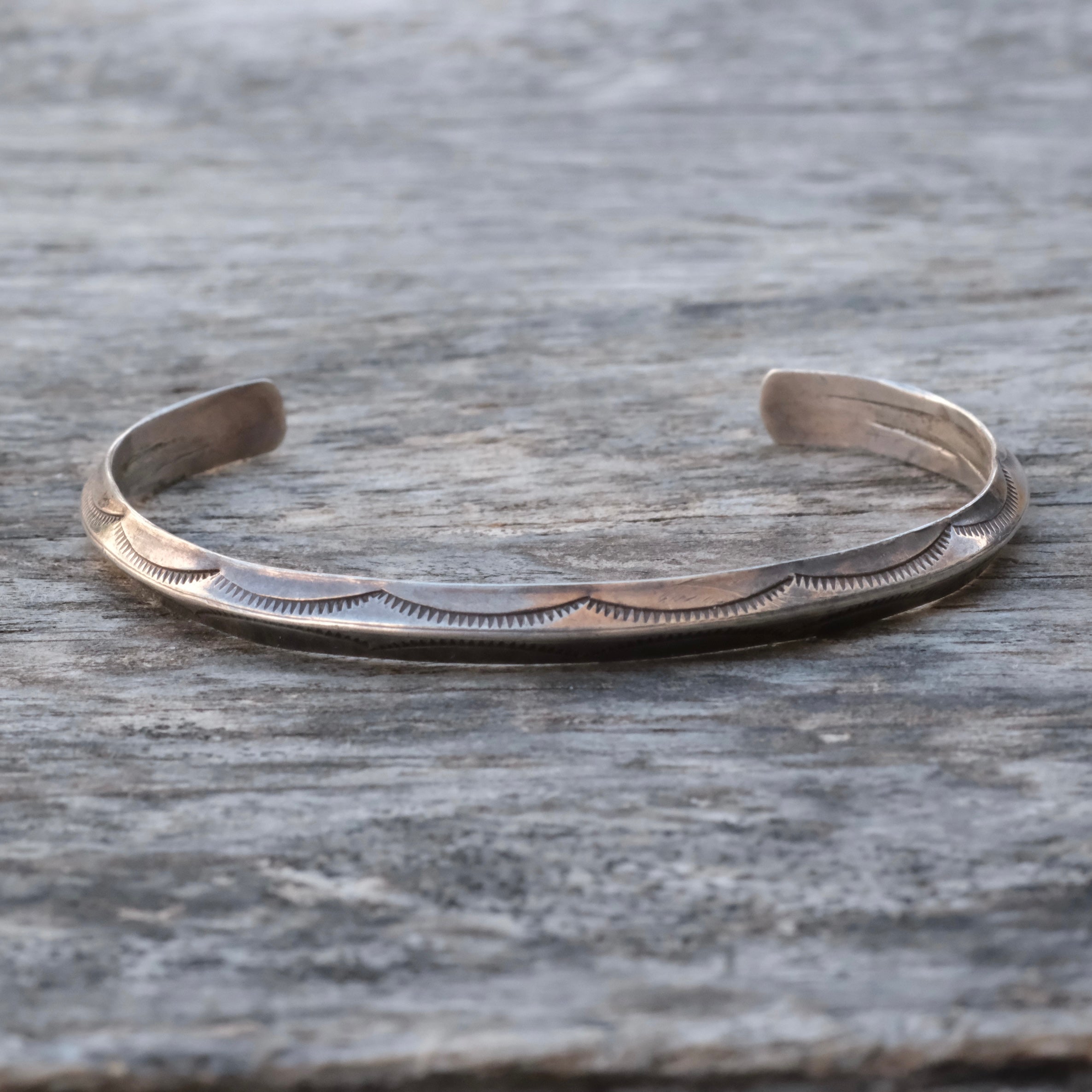 Vintage Sterling Stamped Triangle Cuff Bracelet