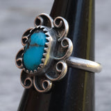 Vintage Sterling Turquoise Ring 3.75