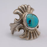 Vintage Sterling Silver Sandcast Turquoise Ring 8
