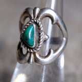 Vintage Sterling Turquoise Sandcast Ring 6.5