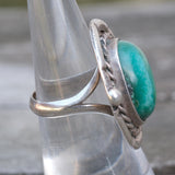 Vintage Sterling Turquoise Roper Ring 6.25
