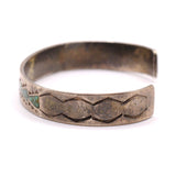 Vintage Sterling Turquoise and Coral Inlay Cuff Bracelet 6"
