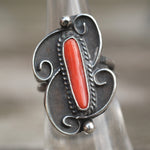 Vintage Sterling Coral Ring 5.5